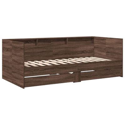 vidaXL Sofá cama con cajones sin colchón roble marrón 75x190 cm