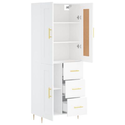 vidaXL Aparador alto madera contrachapada blanco 69,5x34x180 cm