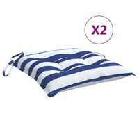 vidaXL Cojines de silla 2 uds tela a rayas azul y blanco 40x40x7 cm