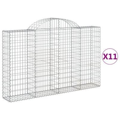 vidaXL Cestas gaviones 11 uds forma de arco hierro 200x30x120/140 cm