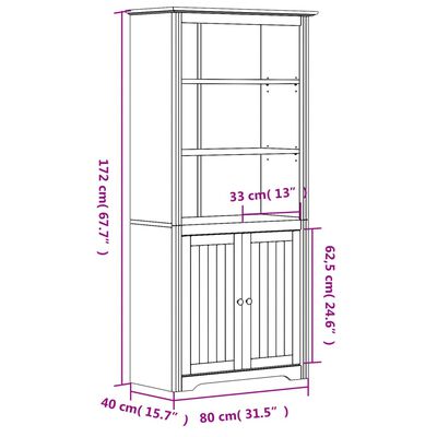 vidaXL Librería BODO madera maciza de pino gris 82x40x173 cm