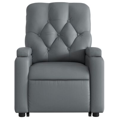 vidaXL Sillón reclinable elevable cuero artificial gris