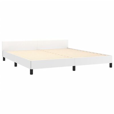 vidaXL Estructura de cama cabecero cuero sintético blanco 180x200 cm