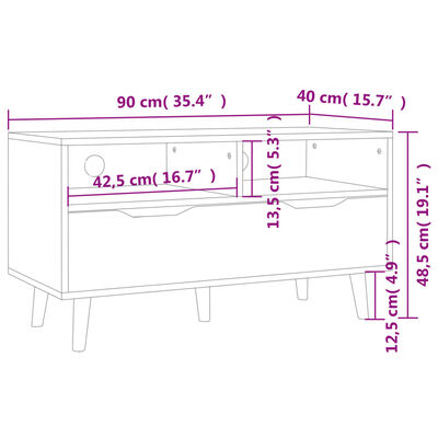 vidaXL Mueble de TV madera de ingeniería roble Sonoma 90x40x48,5 cm