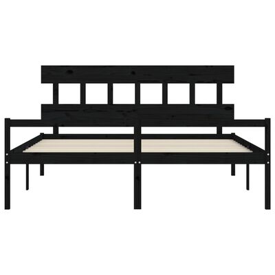 vidaXL Cama personas mayores cabecero madera maciza negro 200x200 cm