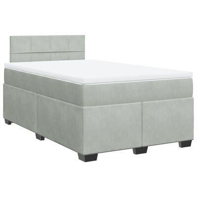 vidaXL Cama box spring con colchón terciopelo gris claro 120x190 cm