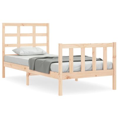 vidaXL Estructura de cama con cabecero madera maciza 90x200 cm