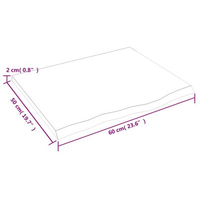 vidaXL Estante de pared madera maciza de roble sin tratar 60x50x2 cm