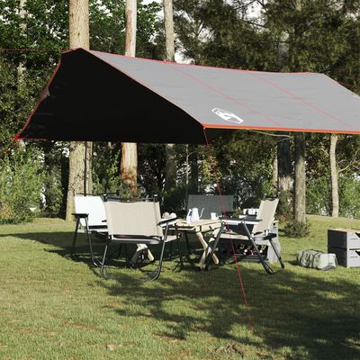 vidaXL Lona de camping impermeable gris y naranja 420x440 cm