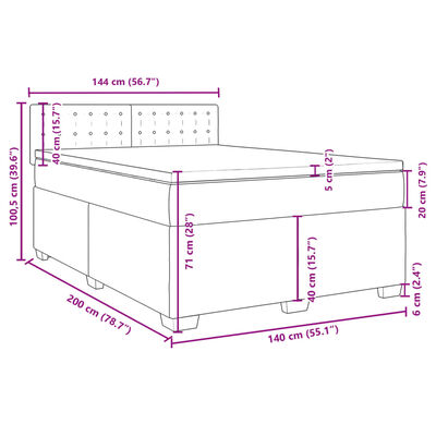 vidaXL Cama box spring con colchón cuero sintético capuchino 140x200cm