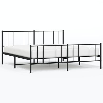 vidaXL Estructura cama sin colchón con estribo metal negro 183x213 cm