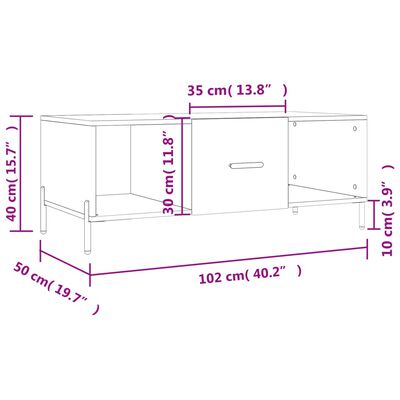 vidaXL Mesa de centro madera contrachapada roble Sonoma 102x50x40 cm