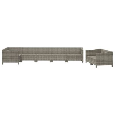 vidaXL Set de muebles de jardín 8 pzas y cojines ratán sintético gris