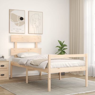 vidaXL Cama para personas mayores con cabecero madera maciza