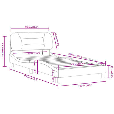 vidaXL Estructura cama con LED cuero sintético negro blanco 100x200 cm