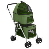 vidaXL Cochecito doble de perros plegable tela oxford verde 83x48x97cm