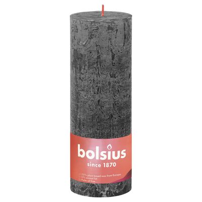 Bolsius Velas rústicas Shine 4 unidades gris tormentoso 190x68 mm