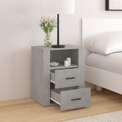 vidaXL Mesita de noche madera contrachapada gris hormigón 50x36x60 cm