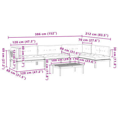 vidaXL Set de sofás de palets de jardín y cojines 5 pzas madera acacia