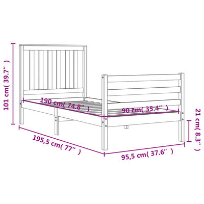 vidaXL Estructura de cama con cabecero madera maciza