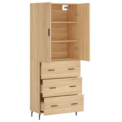 vidaXL Aparador alto madera contrachapada color roble 69,5x34x180 cm