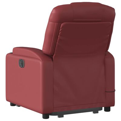 vidaXL Sillón de masaje elevable eléctrico cuero artificial rojo tinto