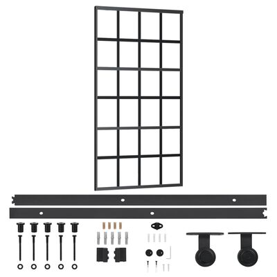 Kit de instalación con barra deslizante para 2 puertas correderas fabricado  en acero color negro Vida
