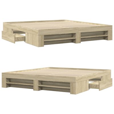 vidaXL Estructura de cama madera de ingeniería roble Sonoma 200x200 cm