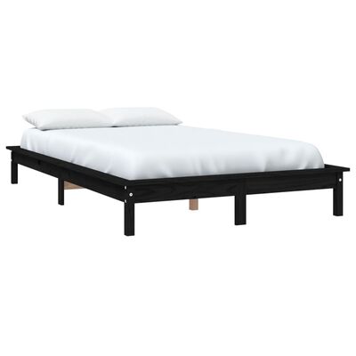 vidaXL Estructura de cama de madera maciza negra 180x200 cm