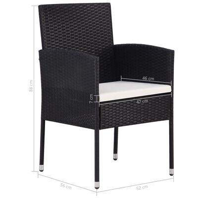 vidaXL Juego de comedor para jardín 7 piezas ratán sintético negro