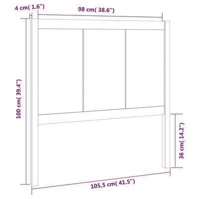 vidaXL Cabecero de cama madera maciza pino marrón miel 105,5x4x100 cm