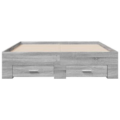 vidaXL Cama con cajones madera ingeniería gris Sonoma 120x200 cm