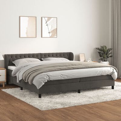 vidaXL Cama box spring con colchón terciopelo gris oscuro 200x200 cm