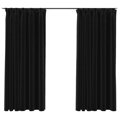 vidaXL Cortinas opacas ganchos look de lino 2 pzas antracita 140x175cm