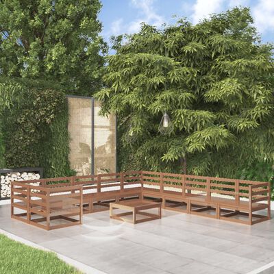 vidaXL Juego de muebles de jardín 11 piezas madera maciza de pino