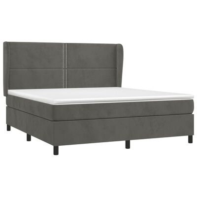 vidaXL Cama box spring con colchón terciopelo gris oscuro 160x200 cm