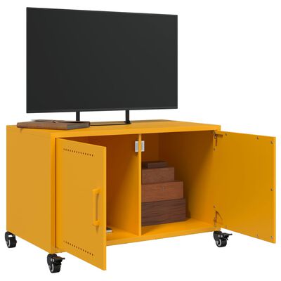 vidaXL Mueble de TV acero amarillo mostaza 68x39x43,5 cm