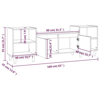 vidaXL Mueble para TV madera contrachapada blanco 160x35x55 cm