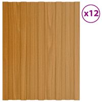 vidaXL Panel de tejado acero galvanizado color madera 12 uds 60x45 cm