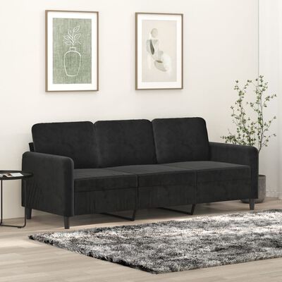 vidaXL Sofá de 3 plazas terciopelo negro 180 cm