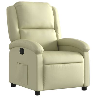 vidaXL Sillón reclinable de cuero auténtico crema