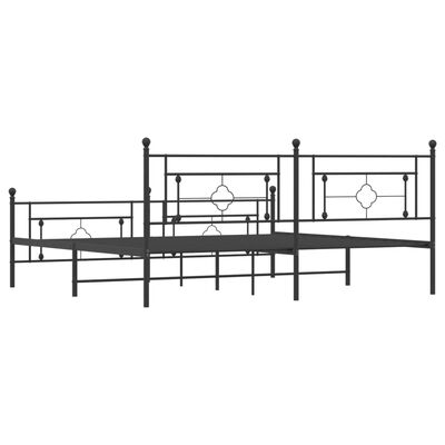 vidaXL Estructura de cama cabecero y estribo metal negro 200x200 cm