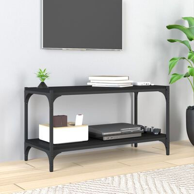 vidaXL Mueble para TV madera contrachapada y acero negro 80x33x41 cm