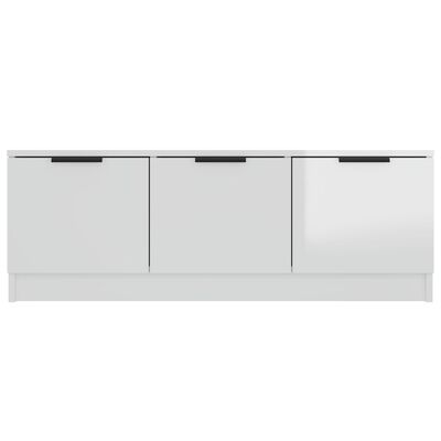 vidaXL Mueble de TV madera contrachapada blanco brillo 102x35x36,5 cm