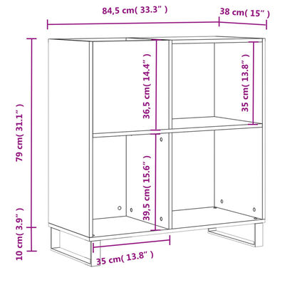 vidaXL Mueble discos madera contrachapada blanco brillo 84,5x38x89 cm