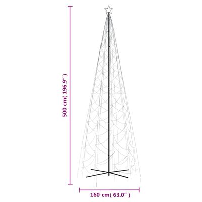 vidaXL Árbol de Navidad cónico 1400 LED blanco frío 160x500 cm