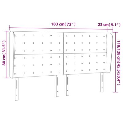 vidaXL Cabecero con orejas cuero sintético negro 183x23x118/128cm