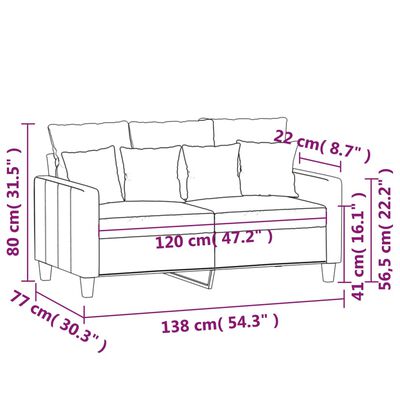 vidaXL Sofá de 2 plazas de tela gris oscuro 120 cm