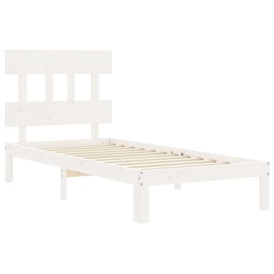 vidaXL Estructura de cama con cabecero madera maciza blanco