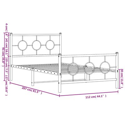 vidaXL Estructura cama sin colchón con estribo metal negro 107x203 cm